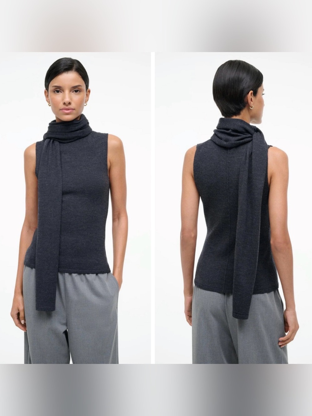 Staud Canal Top in Charcoal Grey Size XL